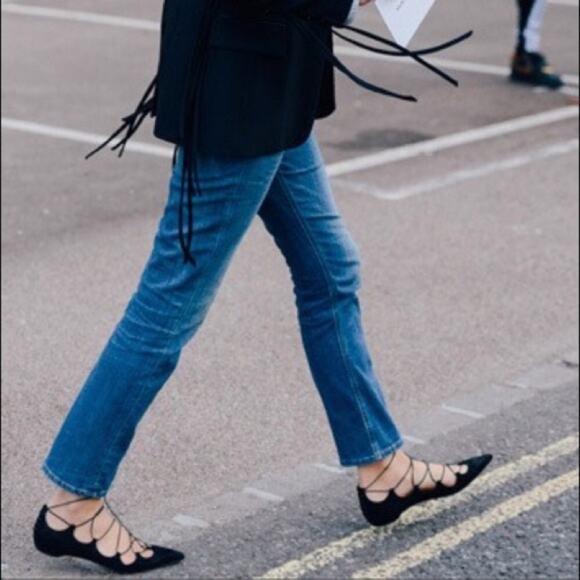 Sixtyseven NWOB Black Laced Ballerina Flat 37 - Picture 3 of 5